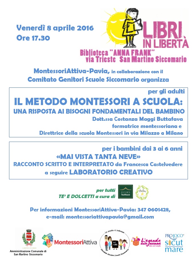 Locandina incontro metodo Montessori a scuola